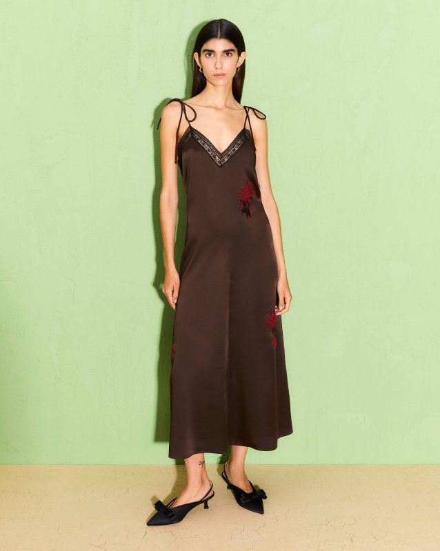 Abito Slipdress Con Ricami