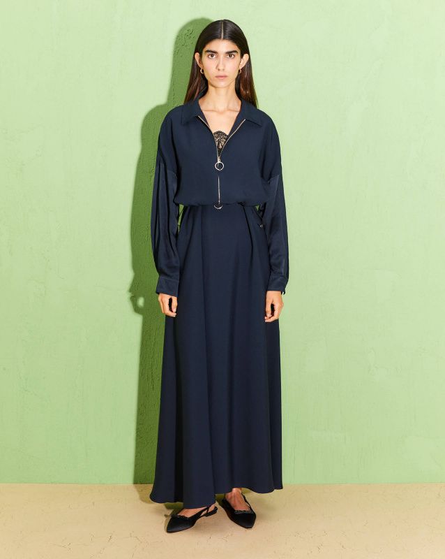 Bomber In Raso Con Inserto In Pizzo